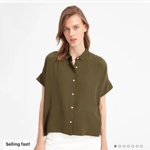 Everlane Olive Square Silk Shirt 00